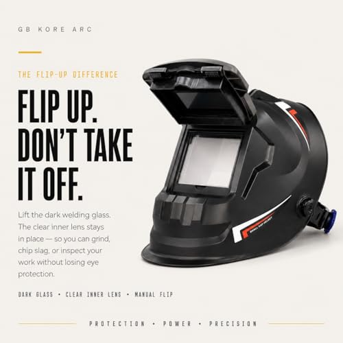 Image of Flip-Up Welding Helmet with Black Glass and Clear Lens | ABS Plastic Shell for Durability | Flip Front Face Shield for MIG /ARC /TIG Welding | Industrial Grade Safety Mask