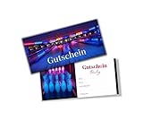 itenga Geschenkgutschein zum Selbst-Ausfüllen – 21 x 9,8 cm – hochwertiger Karton – persönliche Geschenkidee für viele Anlässe (Motiv Bowling)