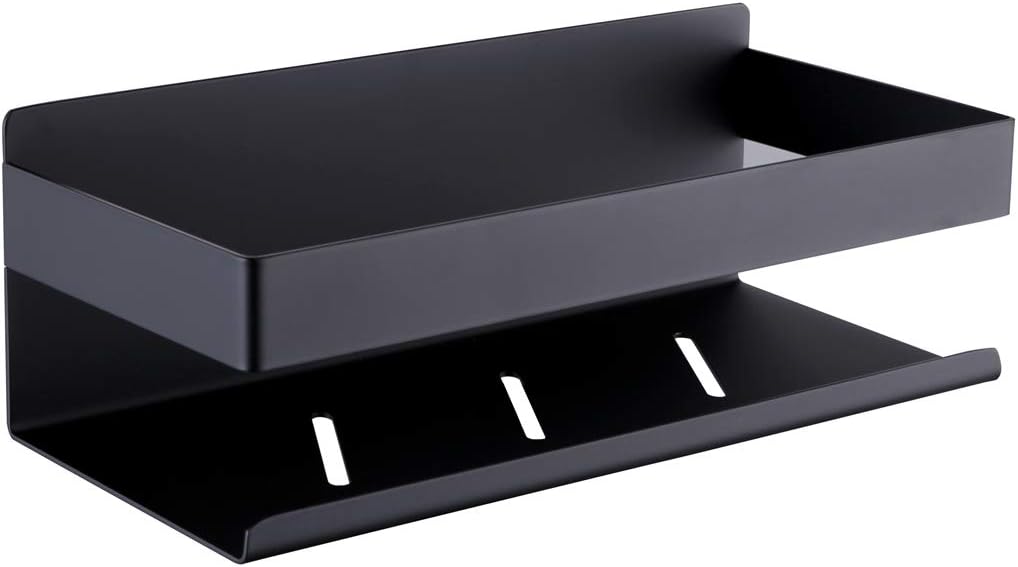 HomeHengN07-MB Shower Shelf Wall Shelf Stainless Steel Shower Basket Bathroom Shelf Shower Shelf Wall Mounted Matte Black