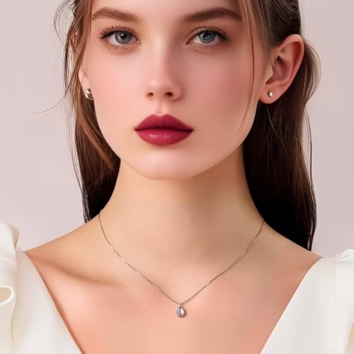 S925 Sterling Silver Moonstone Necklace for Women Teardrop Rainbow New Beginnings Moon Necklace,Healing Stone Jewelry,Gift for Divorce Recovery, Graduation, Pregnancy4