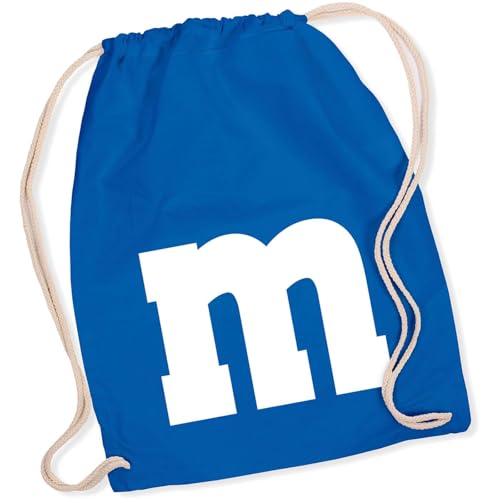 Alsino M und M Turnbeutel - M&M Karneval Kostüm Damen Herren MM Gruppenkostüm - Fasching Verkleidung Rucksack Farbe Royalblau