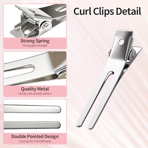 25 PCS Hair Clips for Styling, Silver Alligator Clips Hair Duck Bill Hair Clip, 4.5CM Rustproof Metal Curl Clips Sectioning Hairclips with Holes for Hair Styling, Roller, Salon, Hair Accessories - Image 5