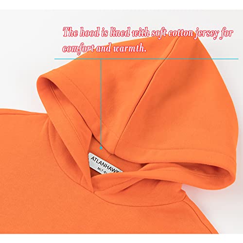 Atlanhawk Kid's Hoodie Soft Brushed Fleece Hoodies Classic Active Pullover Hooded Sweatshirt For Boys Or Girls 3-12 Years(Orange,M) #TOP2