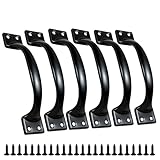 Cixuaiti 6PCS Cabinet Pull & Door Handle, Premium 5.6-Inch Kitchen Drawer Pulls, Easy Installation, Black Stainless Steel Gate Door Handles for Outdoor, Garage, Bathroom, Cupboard