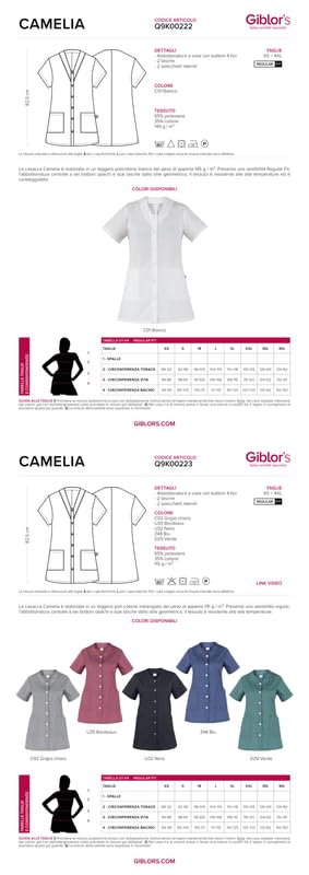 GIBLOR'S - Blouse Tablier Camelia pour femme en polyester, pour hôtel, maison, colf, domestique, serveuse, nettoyage, disponible en différentes tailles et couleurs, bordeaux, M