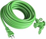 キモチ(Kimoc) 延長コード 10m 3個口 グリーン VCT高耐久 ソフトケーブル 125V 12A 耐トラッキングカバー付 作業用 防塵キャップ付 電源ケーブル 10メートル 耐寒耐熱 汎用 耐久 電動工具 配線 工事現場 汎用機器 屋外室内 生活防水