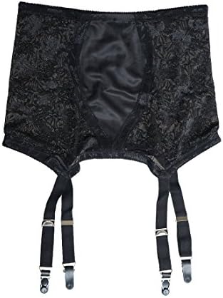 TVRtyle Black/White Vintage 4 Wide Strap Metal Clip Sexy Women's Garter Belts for Stockings (Medium, Black)