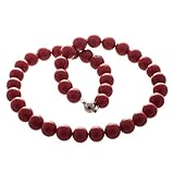 In einem intensivem Rot Bella Carina Korallen Kette Collier 12 mm Perlen Edelstahl Magnetverschluss (45)