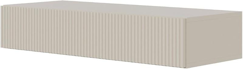 Consolă de perete Selsey Veldio cu sertar 90x17 cm, bej-gri, masă de hol, consolă cu sertar și design lamelar