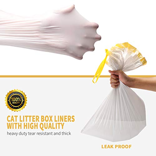 Kone Cat Litter Box Liners, 14 Count Jumbo Extra Durable Large Drawstring Kitty Litter Pan Bags Cat Waste Litter Bags Pet Cat Supplies (36" X 18") #TOP1