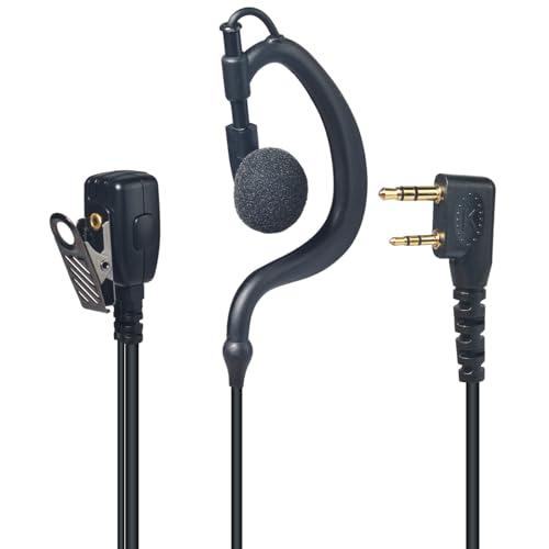 YNIBST Oreillette pour Talkie-Walkie, Casque en Forme de G avec Micro PTT, Connecteur 2 Broches Compatible avec Kenwood Baofeng UV-5R, UV-82, BF-888S Radios...