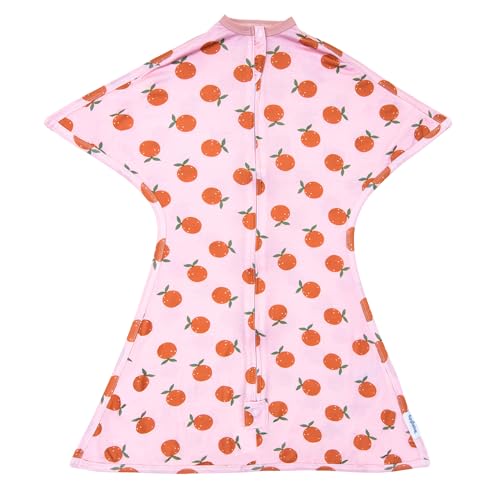 Image of SleepingBaby Bamboo Zipadee-Zip Transition Swaddle - EverSoft Starfish Design Breathable Wearable Blanket with Two-Way Zipper, Medium (6-12 months), Pink Clementine