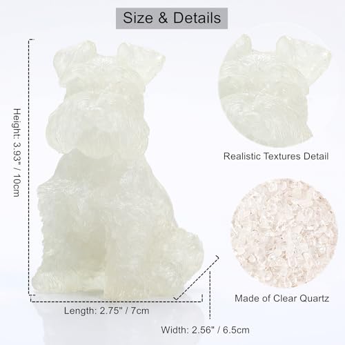 Figura de perro Schnauzer en cristal blanco de 4 pulg miniatura 7