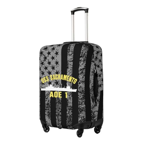 USS Sacramento AOE-1 Travel Luggage Cover Suitcase Protector Fits 22-25 Inch Case(Black,M)2