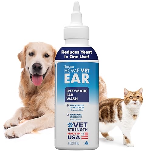 TropiClean HomeVet Enzymatic Dog Ear Cleaner, Vet Recommended, 2oz
