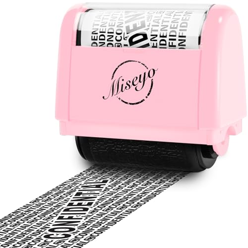 Miseyo Wide Roller Stamp Identity Theft Stamp 1.5 Inch Perfect for Privacy Protection,Anti-Theft Security Confidential Easy for Guard Personal Information Blockout - Pink