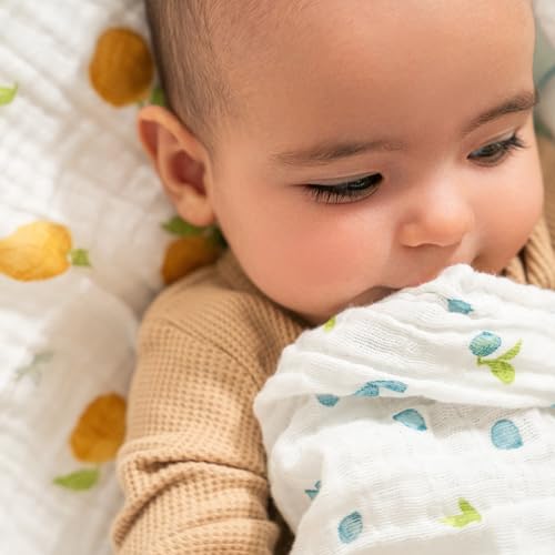 Image of aden + anais Boutique Organic Cotton Muslin Swaddle 2 Pack, Breathable Baby Receiving Blanket, Soft and Lightweight Wrap, Diaper Bag Must Have, Fresh Fruit