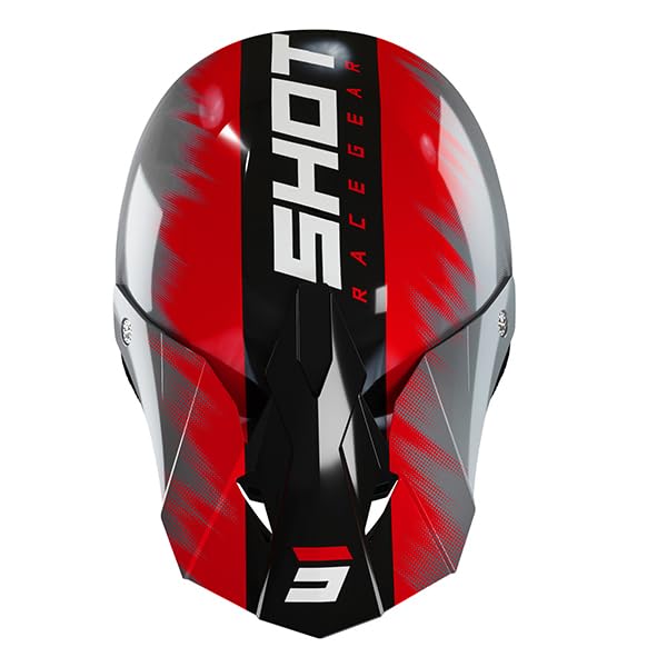 SHOT RACE GEAR Casque Motocross Furious Versus Red Glossy – Casque Moto Cross Enduro Off-Road – Ultra Léger 1300 g – Coque SRS – Ventilation Optimale – Intérieur Lavable – Fermeture Double D