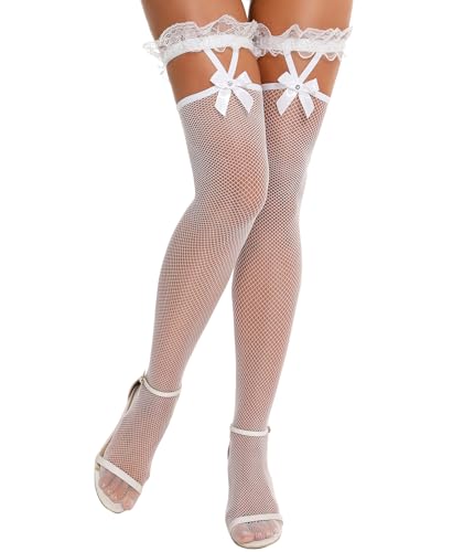 Image of RSLOVE Women Fishnet Stockings Sexy Thigh High Pantyhose Women Tight Hosiery