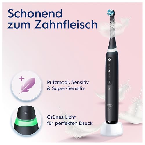 Oral-B iO Series 5 Elektrische Zahnbürste/Electric Toothbrush, Magnet-Technologie, 5 Putzmodi für Zahnpflege, LED-Anzeige & Reiseetui, Designed by Braun, quite white – Bild 3