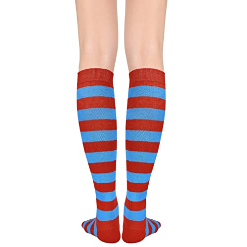 Image of Zando Knee High Socks for Women Striped Athletic Long Tall Tube Socks Outdoor Sports Casual Thigh High Stockings