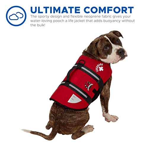 Paws Aboard Dog Life Jacket, Neoprene Dog Life Vest For Swimming And Boating - Red #TOP2