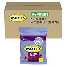 Motts Gluten Free Fruit Snacks, Single Serve Pouch, Reduced Sugar, Mixed Berry 1.6 Oz Pack of 144