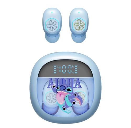 Cute stitch wireless bluetooth earbuds with led display and nice light stitch wireless headphone stitch comfortable for kids in ears best sound earphone in-ear earphones long battery timing