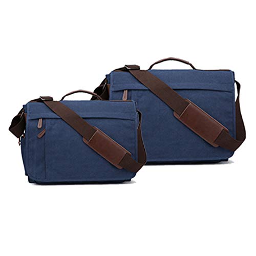 Porte-documents en toile cirée et cuir pour ordinateur portable