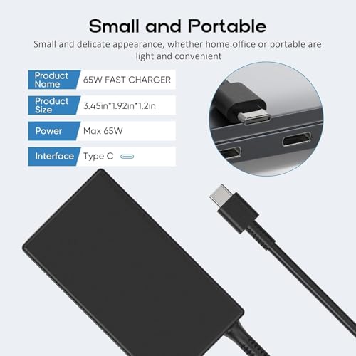 Image of WISTAR New Slim 65W Watt USB Type C Laptop Charger for HP Spectre X360, Envy X360, Computer Chromebook EliteBook X360 OmniBook Zbook ProBook Elite X2 Replacement AC Adapter