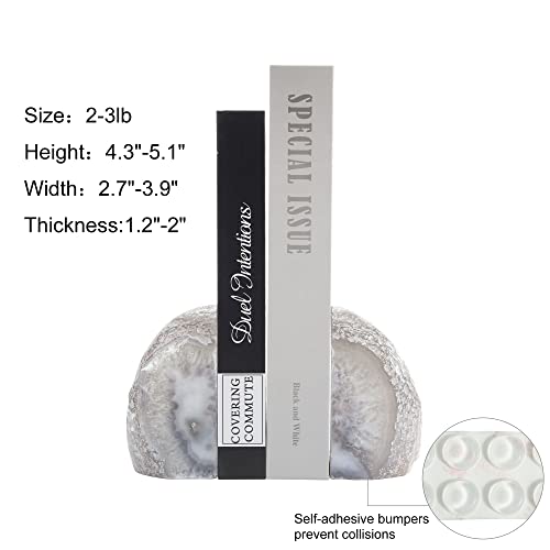 Yoption AGUS26001 1Pair Natural Agate Bookends 3 To 4 Lbs Book Ends Heavy Duty Bookend Holder Decor thumb #1