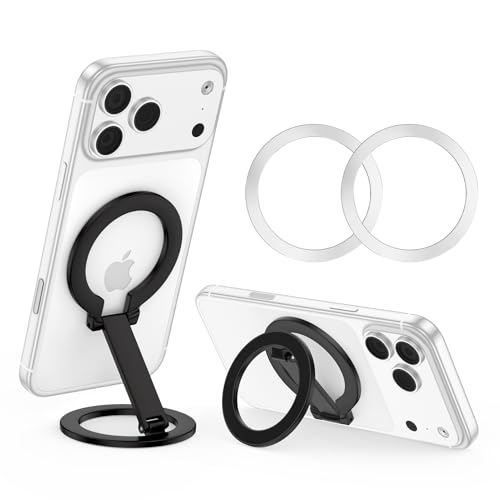 Anneau magnétique pour iPhone 17 et coque MagSafe avec béquille et support voiture