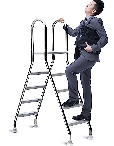 Escalera para piscina exterior 53" 4 peldaños antideslizantes miniatura 1