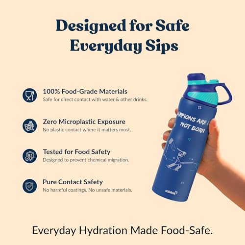Image of Rabitat ZYLO Max Insulated Water Bottle for School Kids 750ml | Steel Water Bottle for Kids | Kids Water Bottle | 2 Year Brand Warranty | Hot & Cold Upto 24 Hours | School, Gym, Outdoor PowerPlay