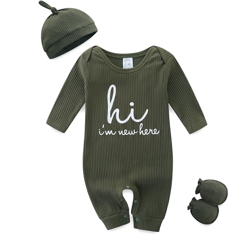 Image of Newborn Baby Girl Clothes Boy Onesies Ribbed Romper Coming Home Outfits Letter Print 0~3Months Bodysuit