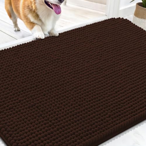 Image of OLANLY Dog Door Mat for Muddy Paws 30x20, Absorbent Chenille Mud Doormat