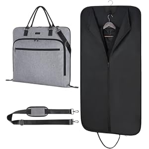 GMAK Travel Garment Bag, Heavy Duty Travel Suit Bag with Zipper Pocket, 47” Carry on Garment Duffel Bags for Suits, Dresses, Coats, Tuxedos, Travel Essential Storage Tote Bag, Grey