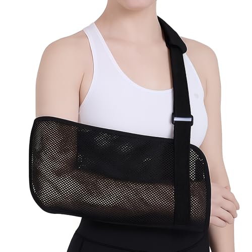 Annlpoy Écharpe d'épaule en maille pour blessure à l'épaule déchirée, brassard de bras, Support de Bras Respirant pour la Douche, Stabilisation du Coude, Adapté aux Hommes et Femmes, Noir