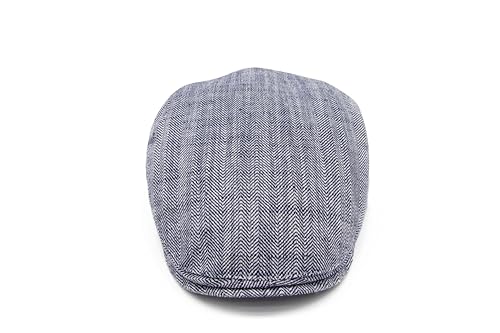 Yofarchoy Linen Flat Cap Herringbone Breathable Summer Hats For Men Newsboy Hats For Men Ivy Gatsby Hat Navy thumb #3