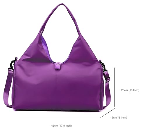 Image of BANQLYN Women Nylon Dry Wet Depart Sport Bag Multifunction Fitness Training Yoga Duffle Bag with Shoe compartmentFitness Bag Yoga Mat Bag (Purple)