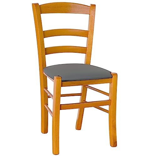 okAffareFatto di Zimbardi Costanza Chaise bois paysana cerisier avec assise simili cuir anthracite