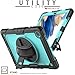 TECHGEAR UTILITY Case for Samsung Galaxy Tab A8 10.5" (SM-X200 / SM-X205) - Tough Rugged Heavy Duty Armour Shockproof Impact Case with 360 Rotating Stand, Hand Strap and Shoulder Strap - Aqua