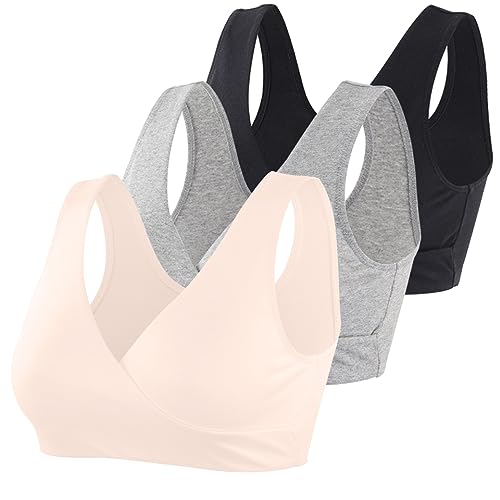 Image of COLOMI Maternity Nursing Bra Wireless Cotton Breastfeeding Bra for Sleep