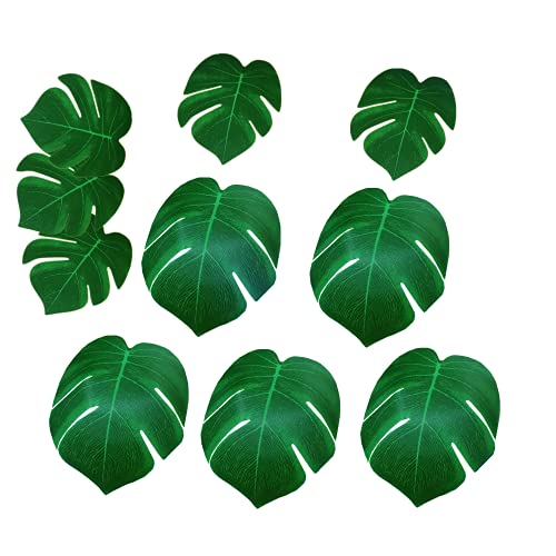 Artificial Palm Leaves 36pcs Fake Green Leaf,Faux Monstera Leaves Tropical Faux Leaves for Safari Jungle Hawaiian Luau Party Table Decoration Wedding Birthday Theme Party