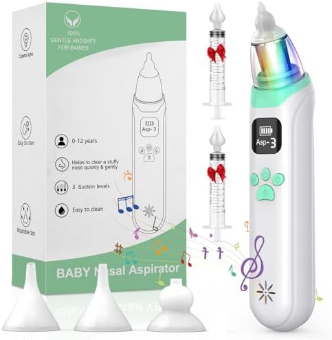 Aspiratore Nasale Elettrico Per Neonati - 3 Punte Silicone, Luci E Musica, Ricaricabile USB-C - Foto 9