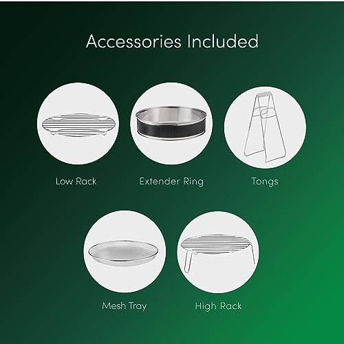 Emperial Digital Halogen Oven 12-17L Air Fryer with Hinged Lid – 10 Pre-Set Modes, Includes Accessories Pack, Timer, Adjustable Temperature Control & Extender Ring - Image 7