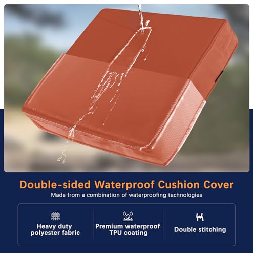 Image of Favoyard Outdoor Patio Seat Cushions Set, 19 x 19 Inch, Waterproof, Red