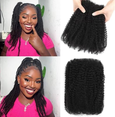 Afro Kinkys Bulk Human Hair 14Inch 50g/1Pack Braiding Hair for Dreadlocks Extensions,Loc Repair,Twist Braiding No Short Hair Afro Kinky Human Hair Natural Black For Black Women