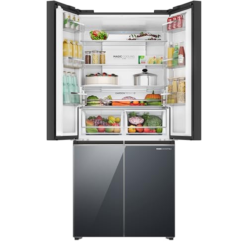 Image of Haier 520 L, Lumiere Series Wi-Fi enabled 4-Door Side by Side frost free Refrigerator with 85% Convertible Fridge & Inverter Technology, Colourful Display Panel (HRB-600MGU1-, Glass Mirror)