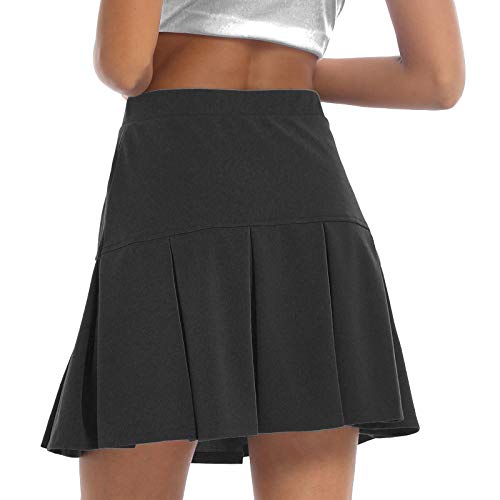 iiniim Women's Girls' School Uniform High Waist Short A-Line Pleated Skirt Casual Mini Skater Skirt3